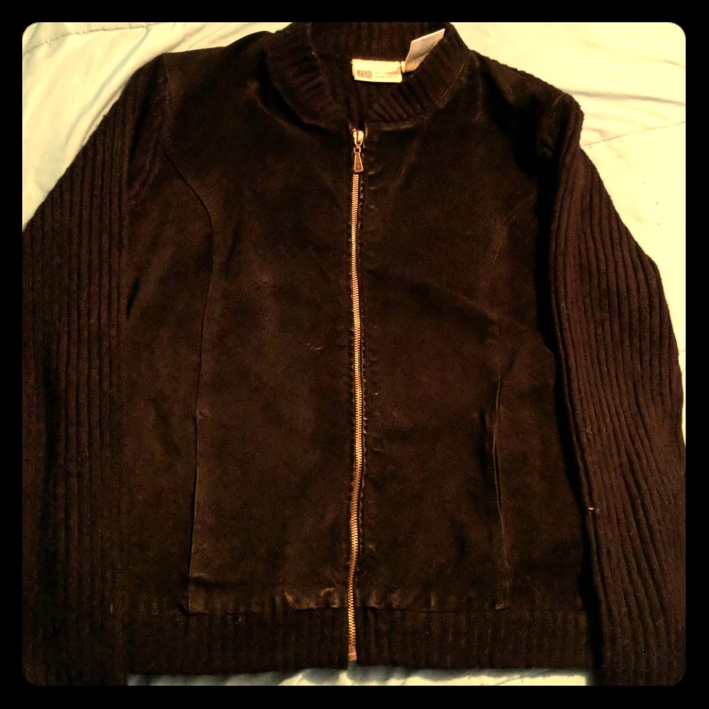 Suede sweater jacket